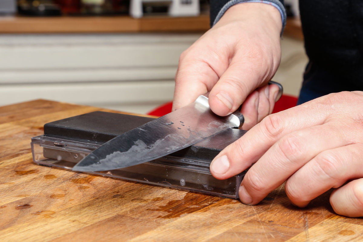Close-up of a freshly sharpened blade